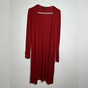 INC Women Open Front Long Cardigan Sweater Red Size Large Long Sleeve